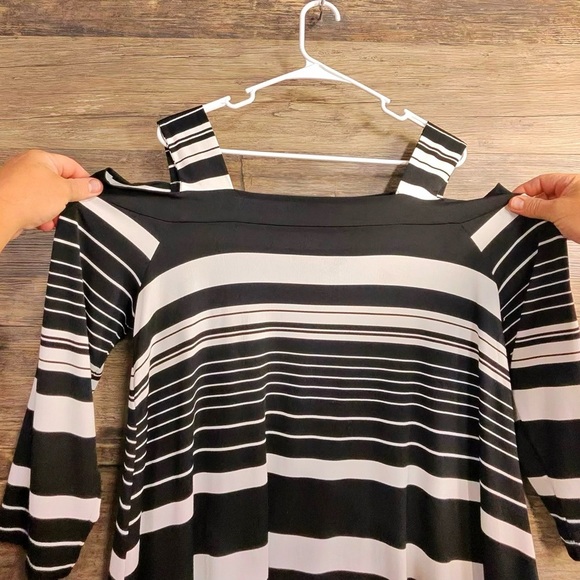 Chico's Black and White Striped Blouse - Picture 7 of 9